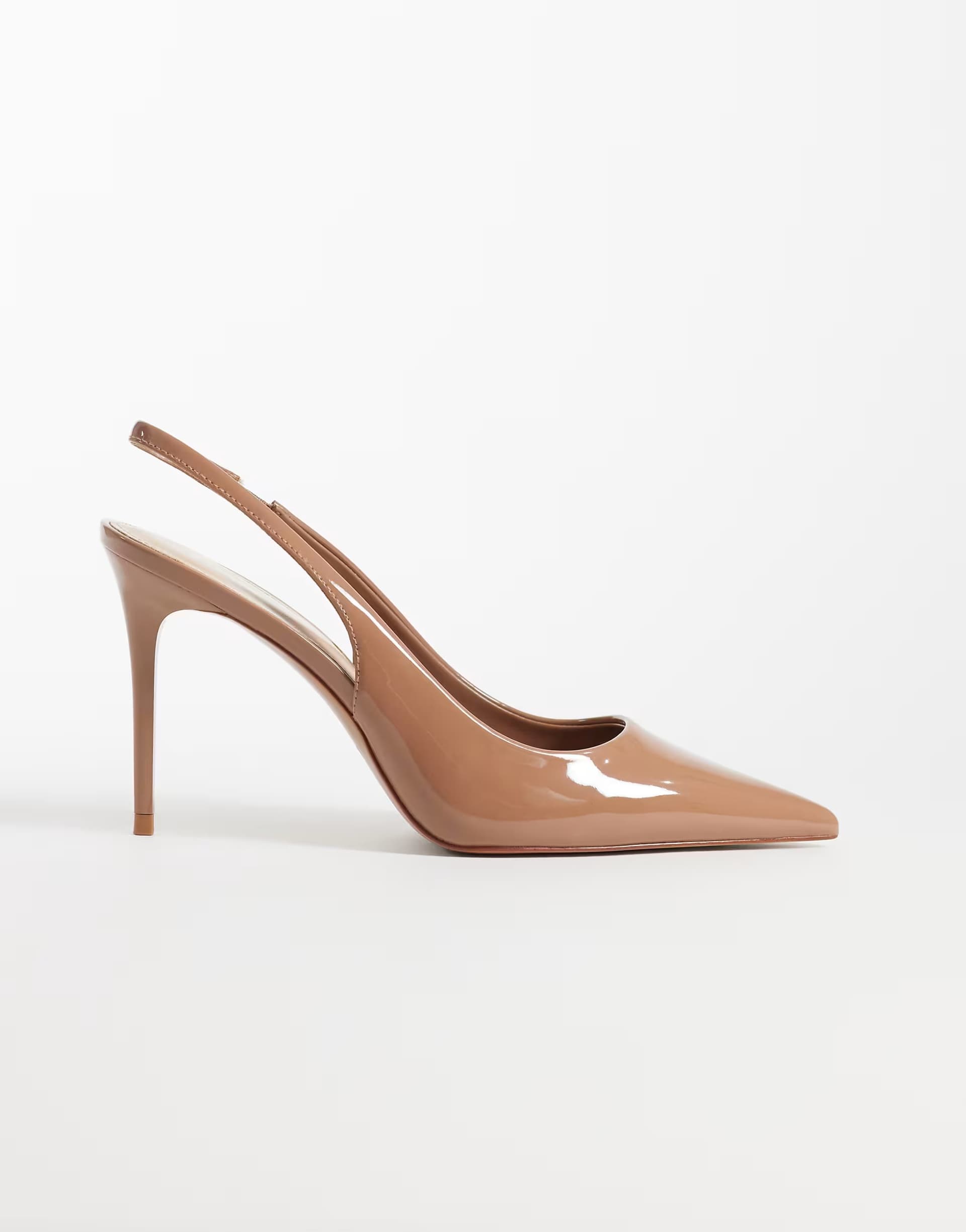 ASOS Mango heeled slingback court shoe in beige