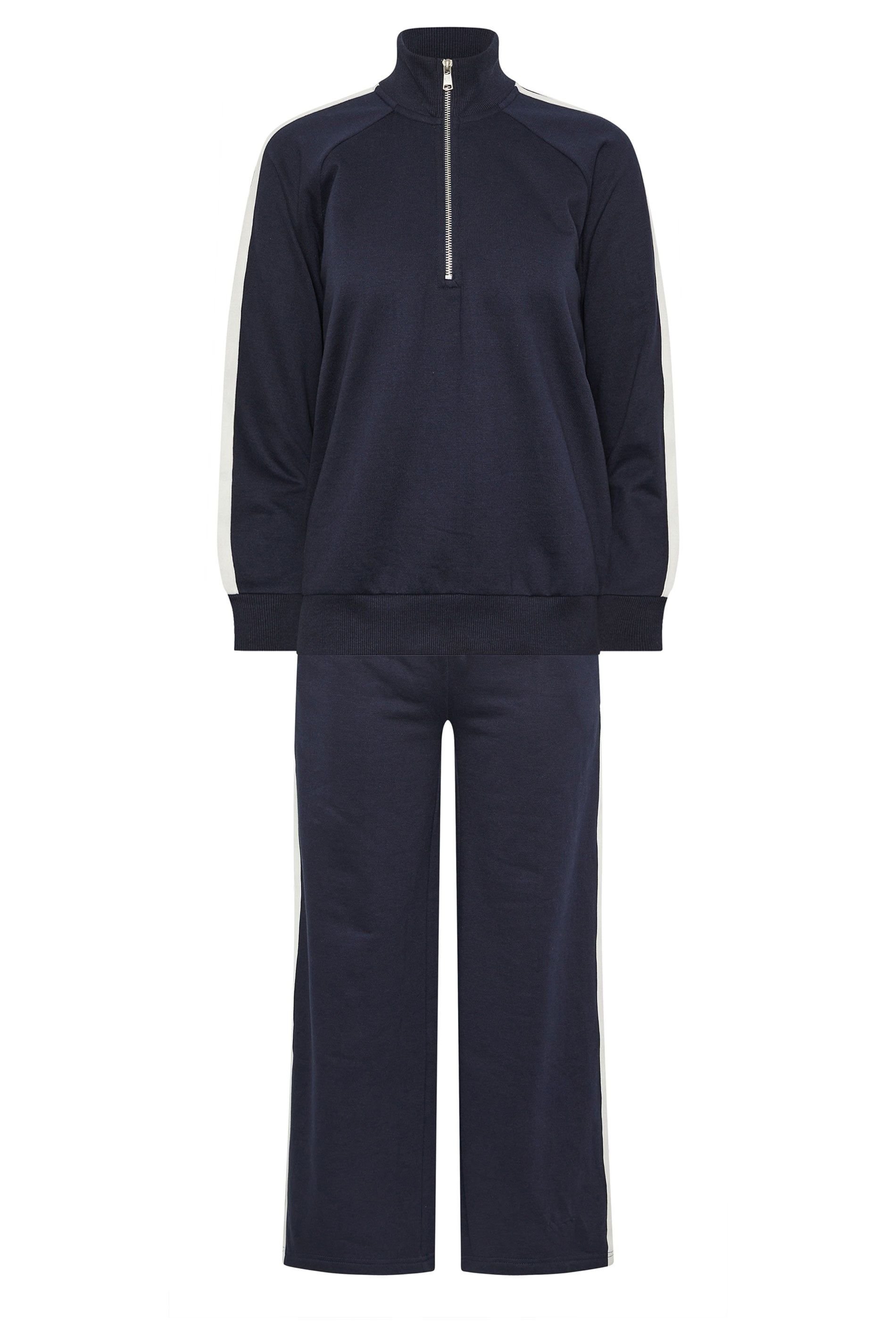 PixieGirl PixieGirl Women's Petite Stripe Sweatshirt & Wide Leg Joggers Set in Dark Navy - 2