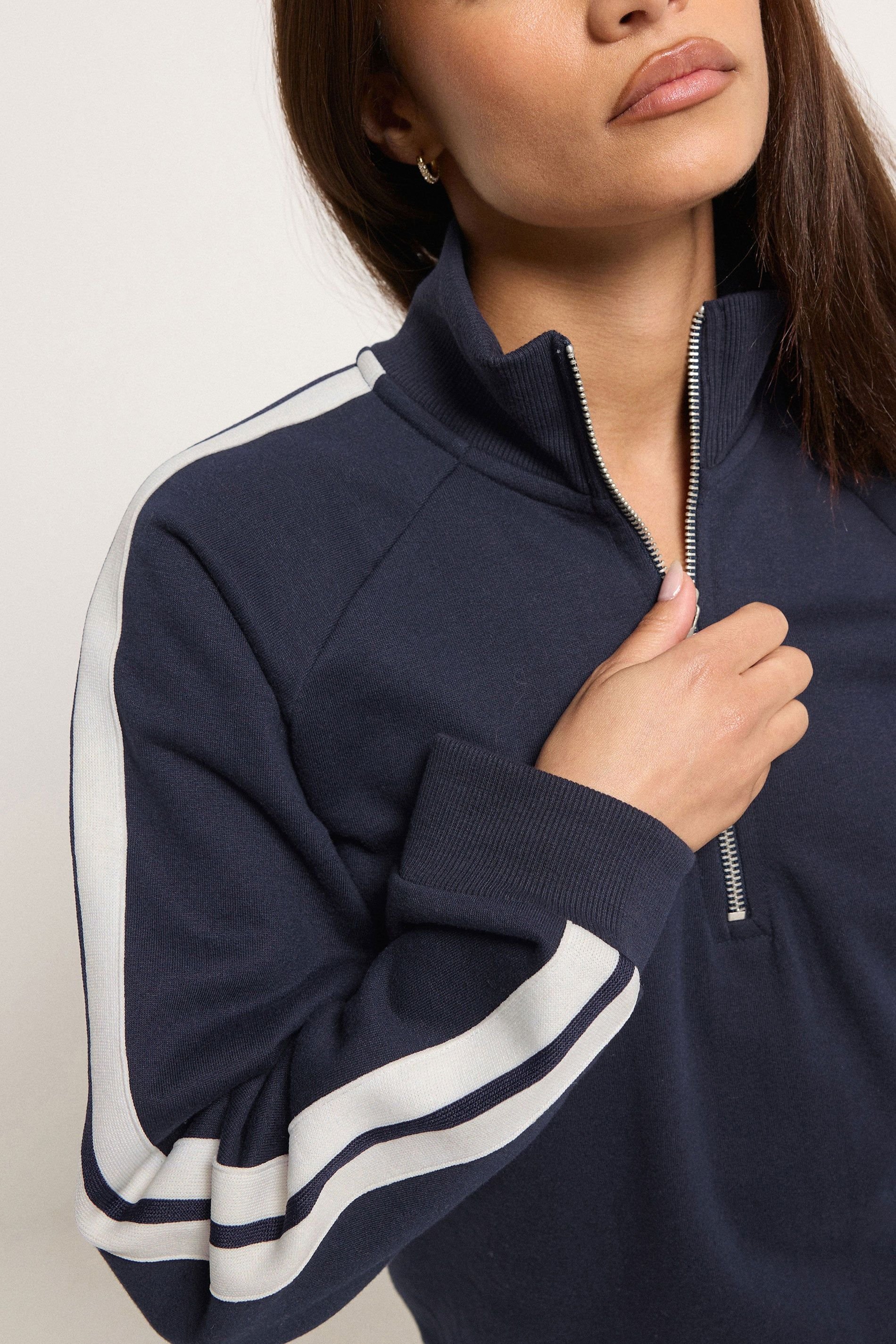 PixieGirl PixieGirl Women's Petite Stripe Sweatshirt & Wide Leg Joggers Set in Dark Navy - 4