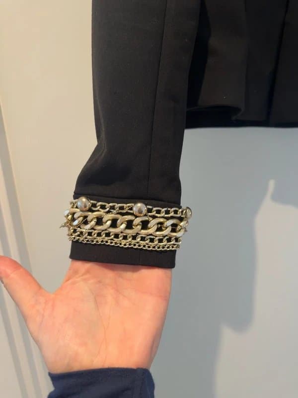 H&M H&M Black Embellished Chain Cuff Jacket UK 8 | Smart Blazer | Occasion | Military Style