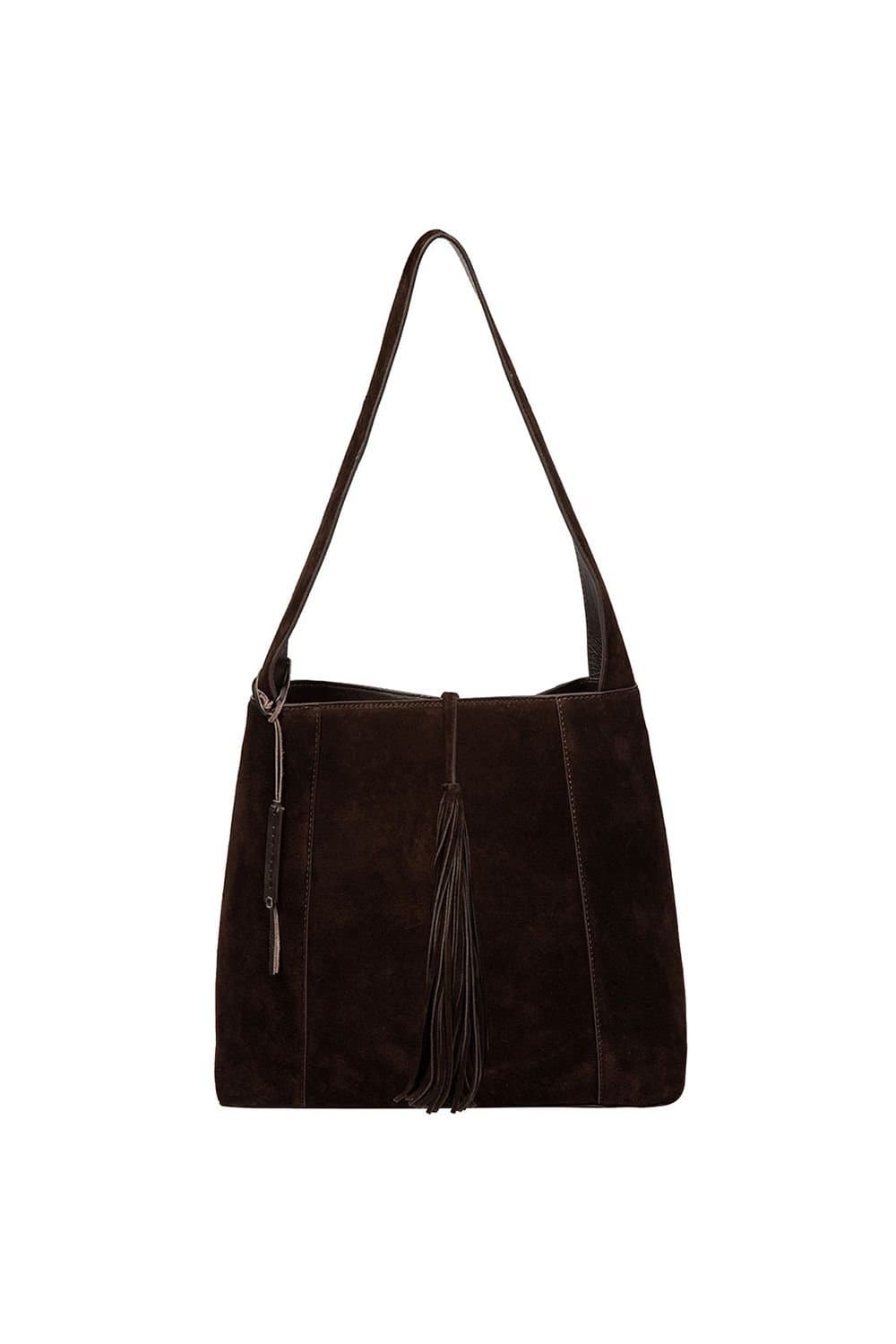 Cultured London Cultured London Women's 'Anitta' Suede Shoulder Bag in Dark Brown