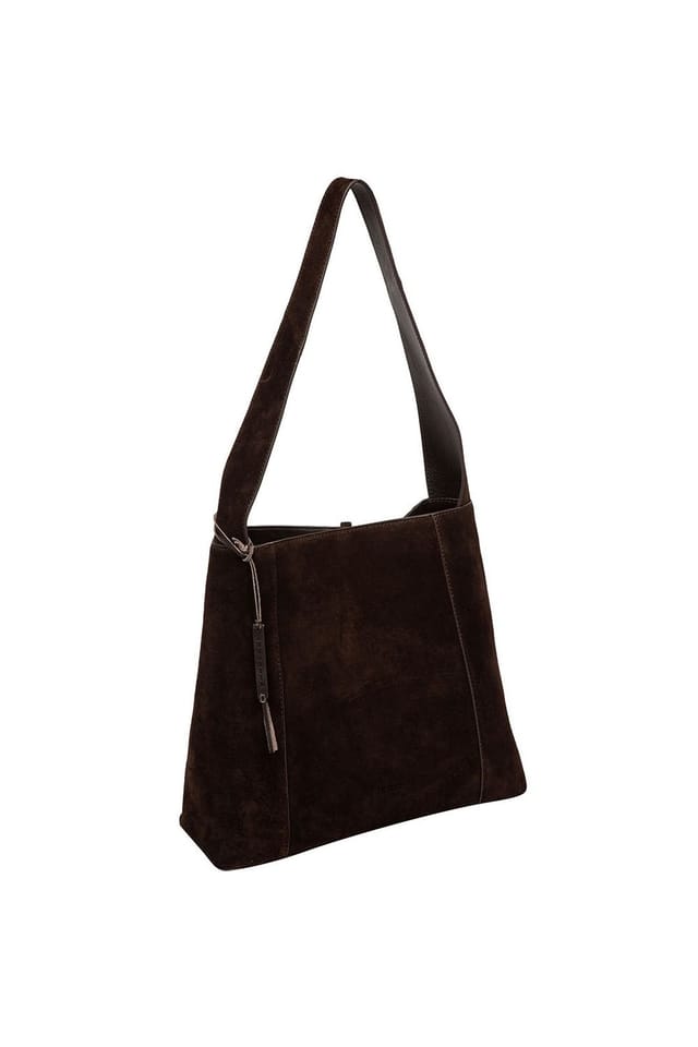 Cultured London Cultured London Women's 'Anitta' Suede Shoulder Bag in Dark Brown - 3