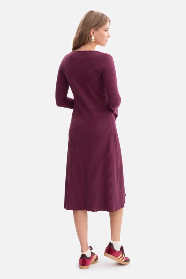Love Lace Love Lace Women's Soft Ribbed Midi Dress with Wavy Hem Style 218628 in Violet - 2