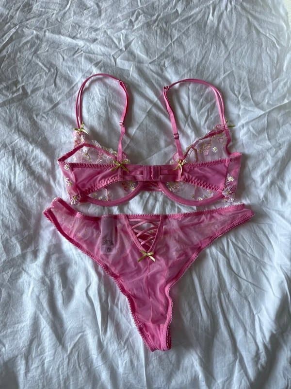 ASOS Pink floral bra thong set asos 34D 12