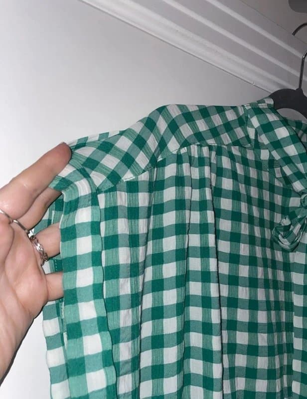 Never Fully Dressed Never Fully Dressed Green White Checked Midaxi Dress Size 14 Summer Tie Up Bow