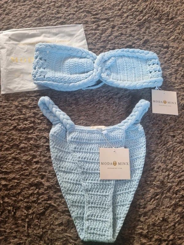 Moda Minx Moda Minx powder blue rope bandeau bikini set size S/M