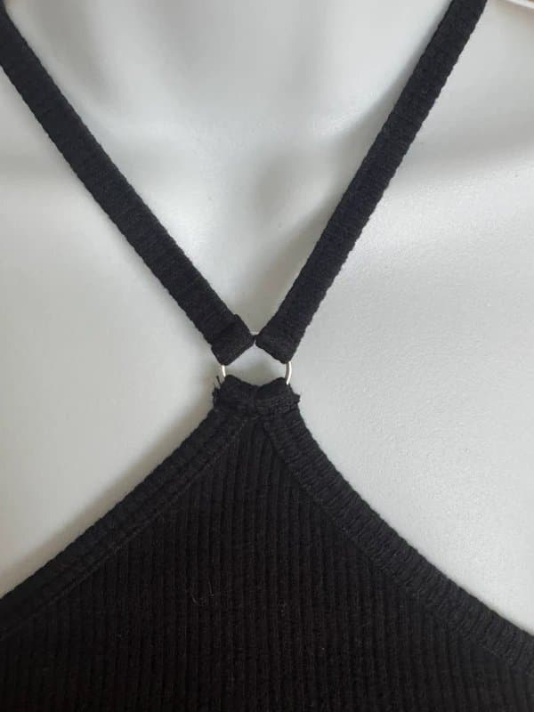 Bershka Bershka Black Ribbed Halterneck midi Dress with Side Split size medium