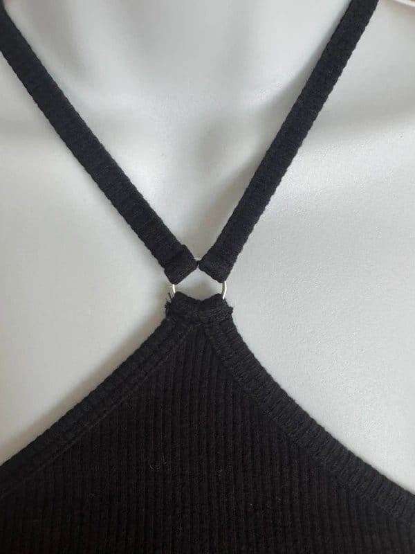 Bershka Black Ribbed Halterneck Midi Dress with Side Split