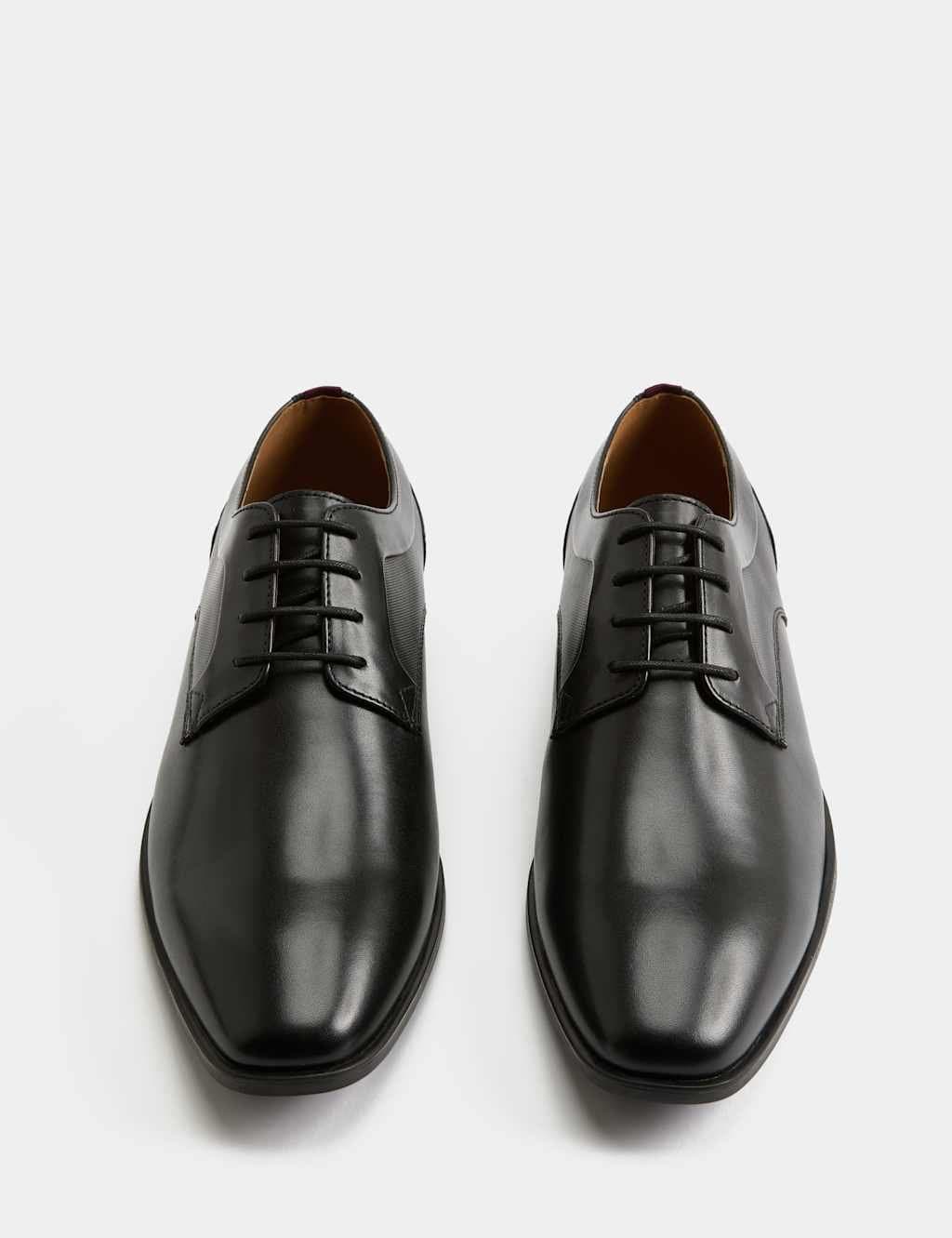 Marks & Spencer M&S Leather Wide Fit Derby Shoes Black