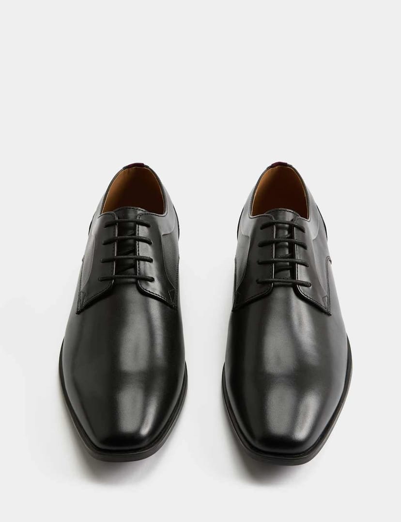 Marks & Spencer M&S Leather Wide Fit Derby Shoes Black - 1