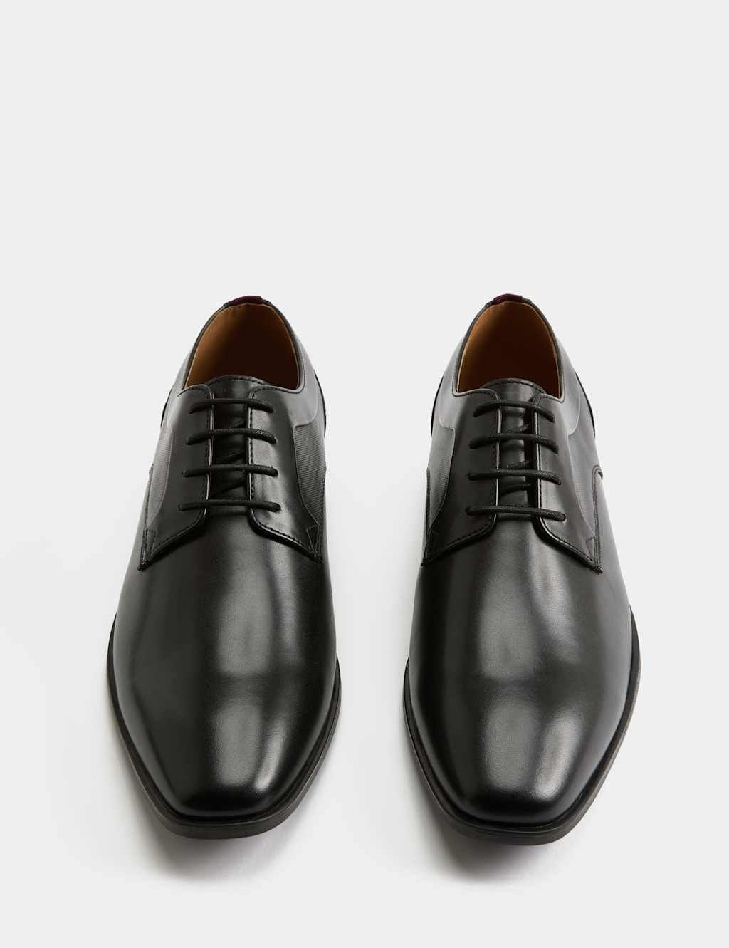 Marks & Spencer M&S Leather Wide Fit Derby Shoes Black - 1