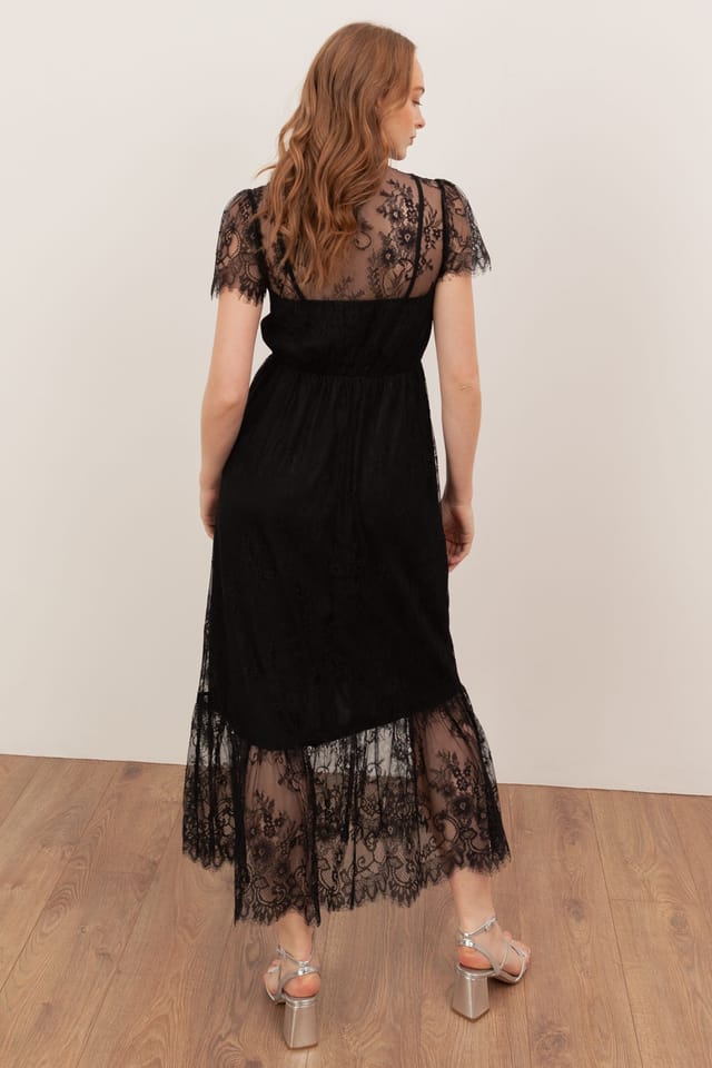 Lovedrobe Lovedrobe Women's Lace Midaxi Dess in Black - 2