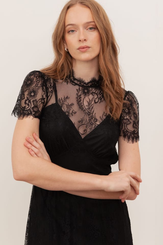 Lovedrobe Lovedrobe Women's Lace Midaxi Dess in Black - 3