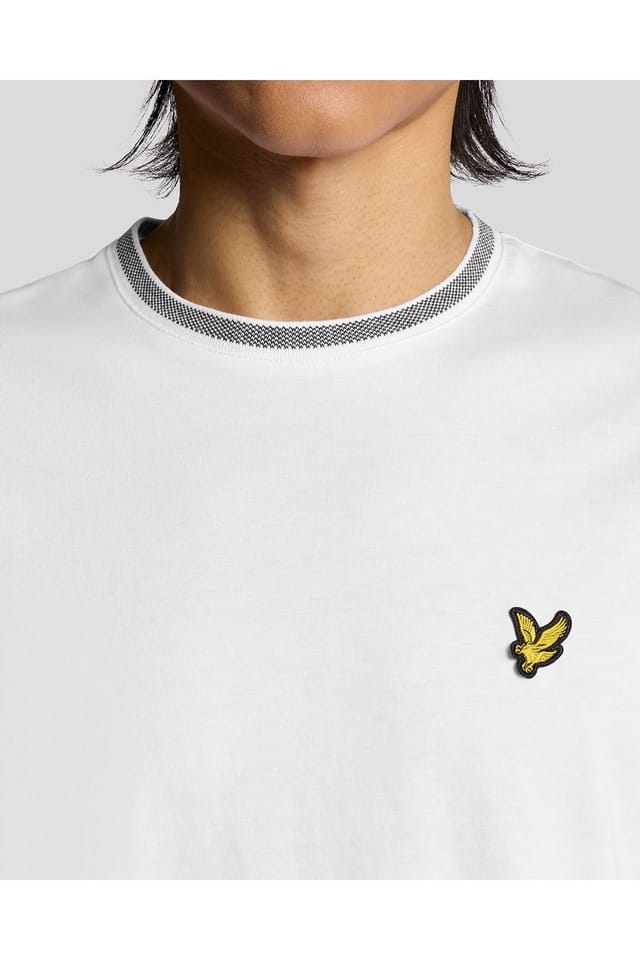 Lyle & Scott Lyle & Scott Men's Birdseye Half Tipped T-Shirt White/ Jet Black in Mono - 3