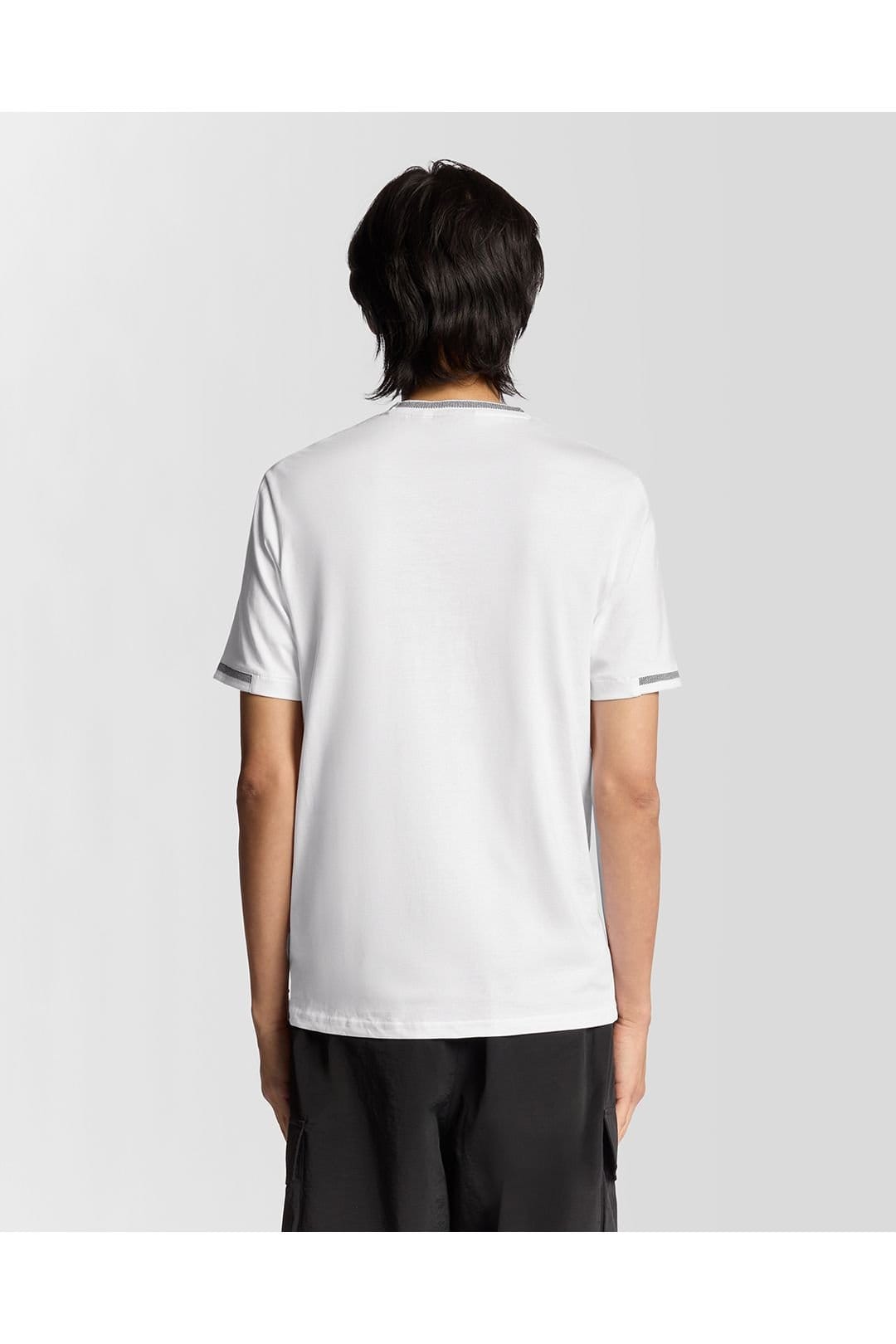 Lyle & Scott Lyle & Scott Men's Birdseye Half Tipped T-Shirt White/ Jet Black in Mono - 4