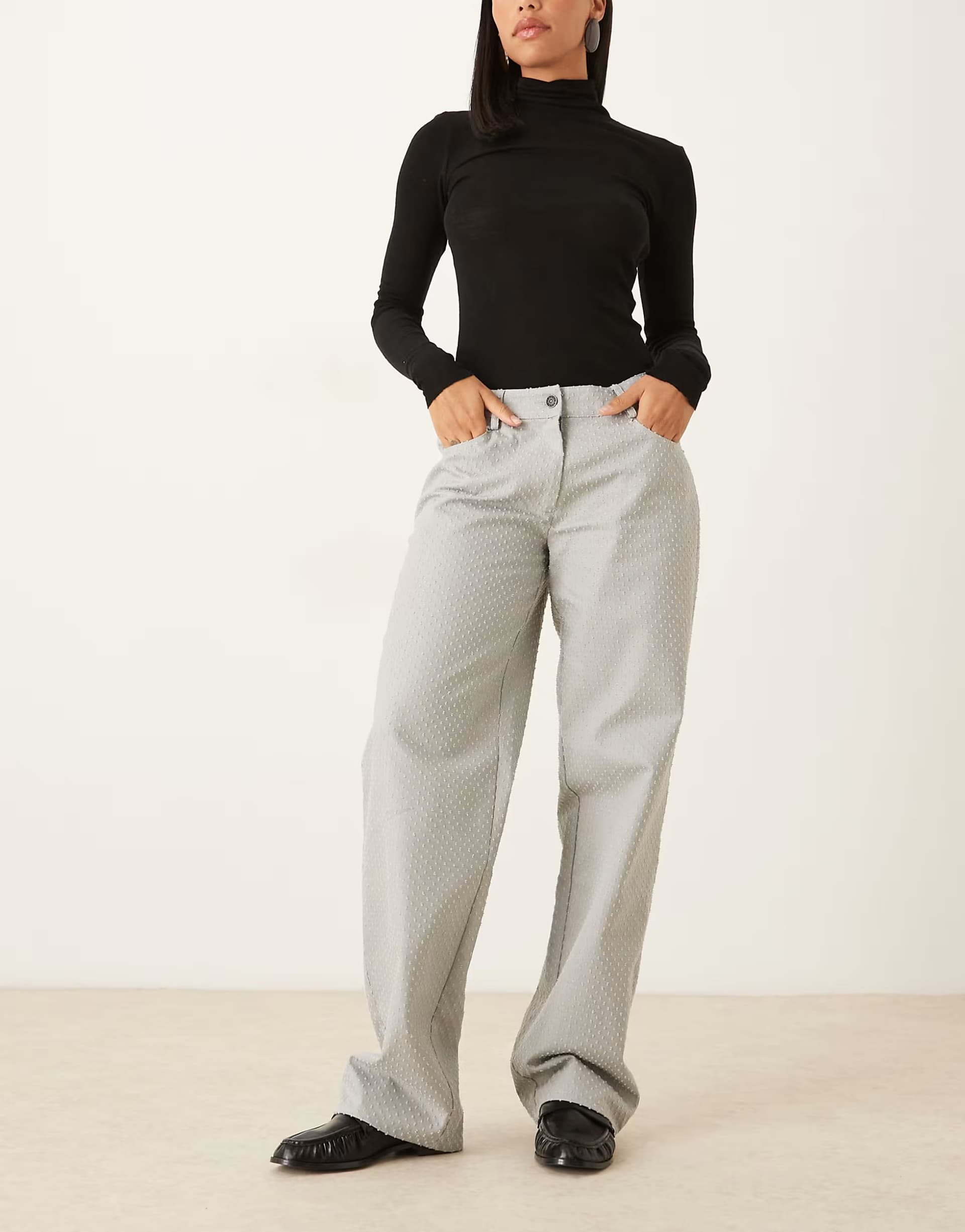 ASOS Motel low rise parallel trouser in light grey