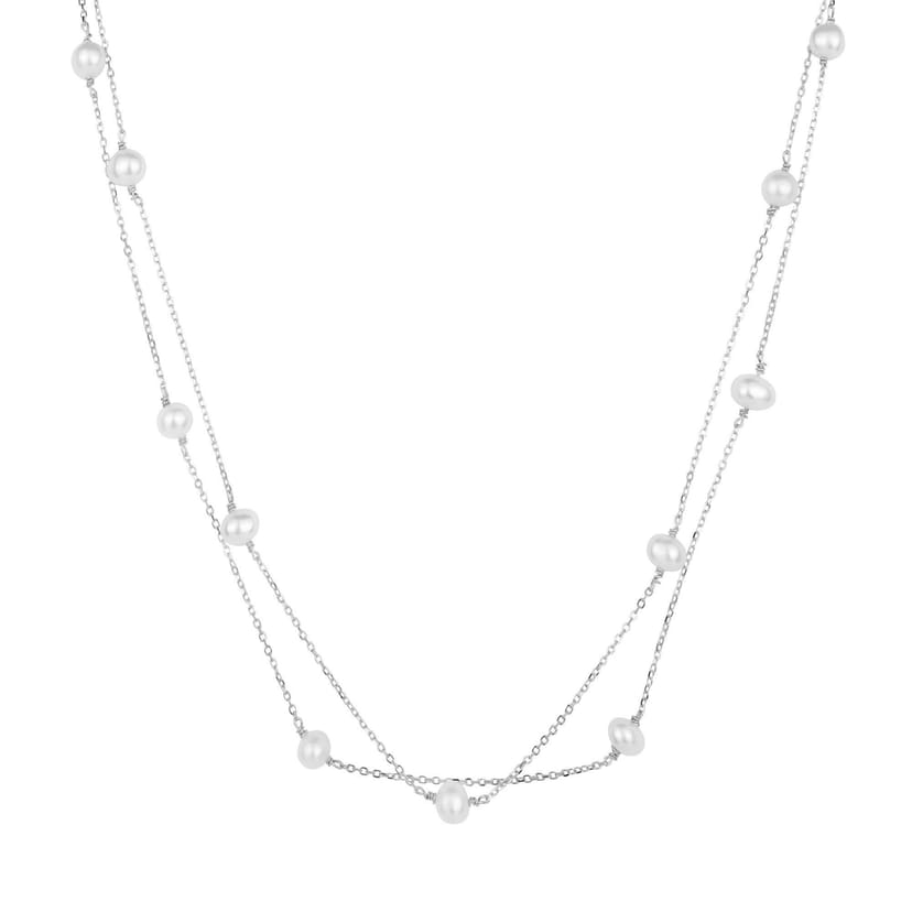Gold Trip Gold Trip Women's Layered Pearl Satellite Necklace in Silver - 1