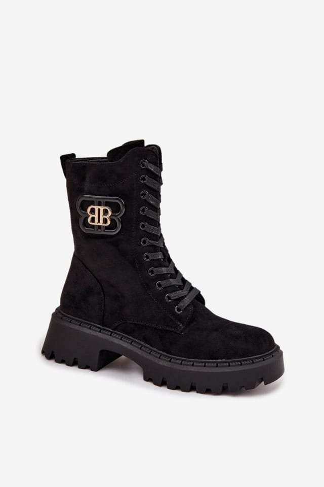 Love Lace Love Lace Women's Urban Worker Boots with Zip Closure & Insulated Lining in Black - 2