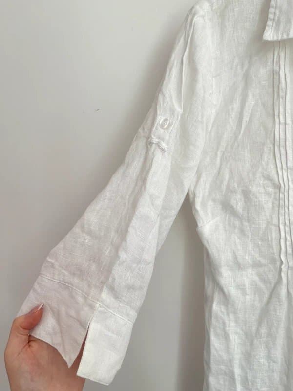 Biggie Best Biggie Best White 100% Linen Long Tunic Shirt Women’s Size S/M