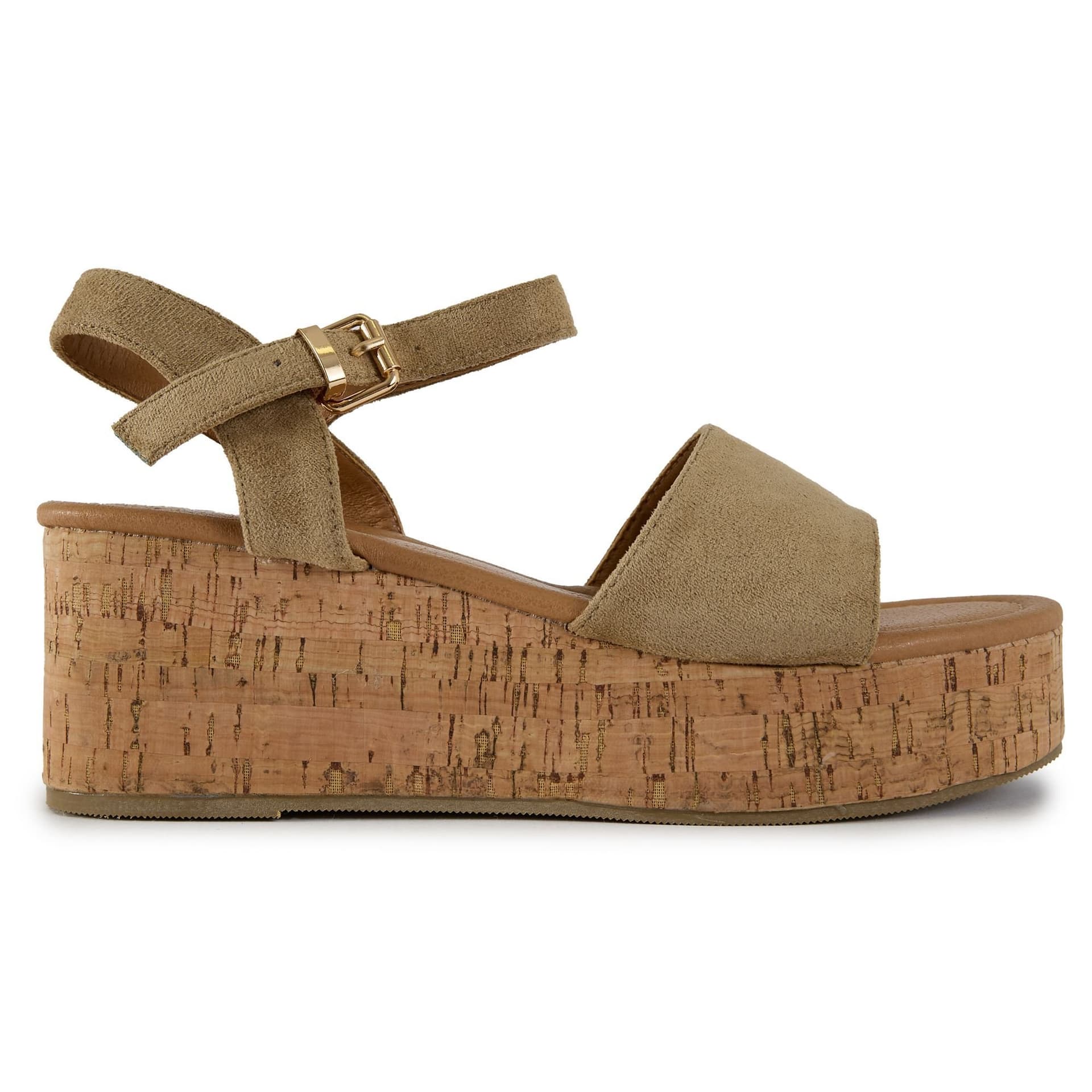 V.GAN V.GAN Women's Gotu Cork Wedge Sandals in Taupe