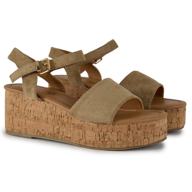 V.GAN V.GAN Women's Gotu Cork Wedge Sandals in Taupe - 2