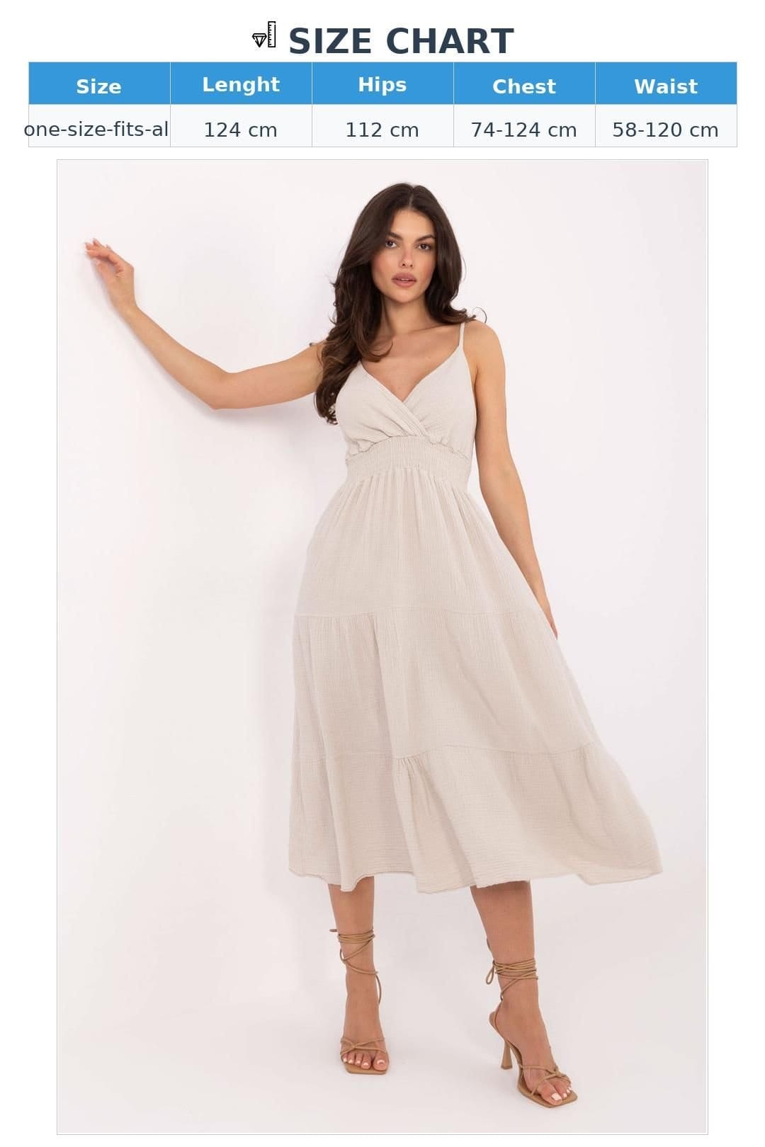 Love Lace Love Lace Women's Summer Muslin Midi Wrap Dress with Flounce in Beige - 4