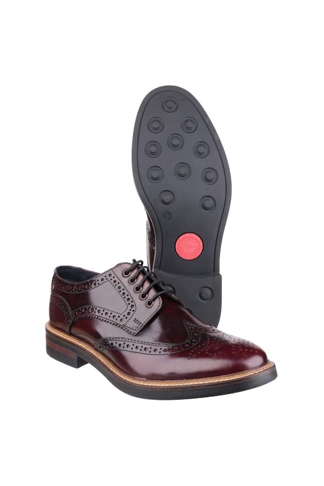 Base London Base London Men's Woburn Hi-Shine Brogue Shoe in Wine - 3