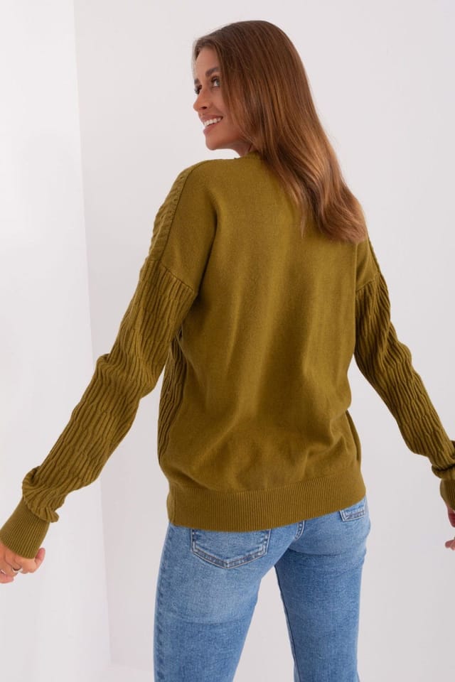 Love Lace Love Lace Women's Variegated Texture Round Neck Long Sleeve Sweater Style 185718 in Green - 3