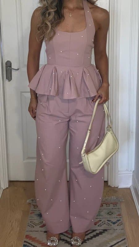ASOS ASOS Pearl embellished trouser coord with peplum top