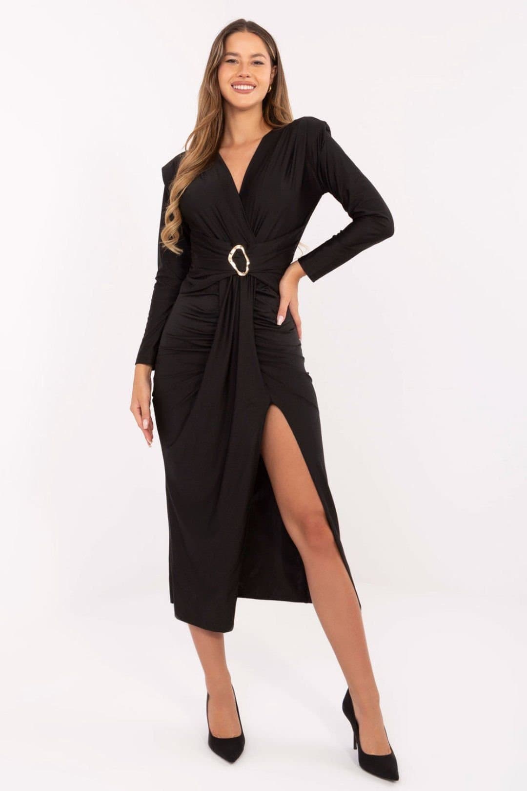 Love Lace Love Lace Women's Pencil Midi Evening Dress in Black