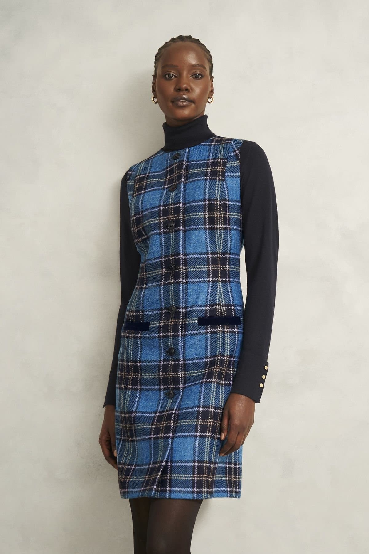 Hobbs London Hobbs London Women's Joella Checked Dress in Mid Blue