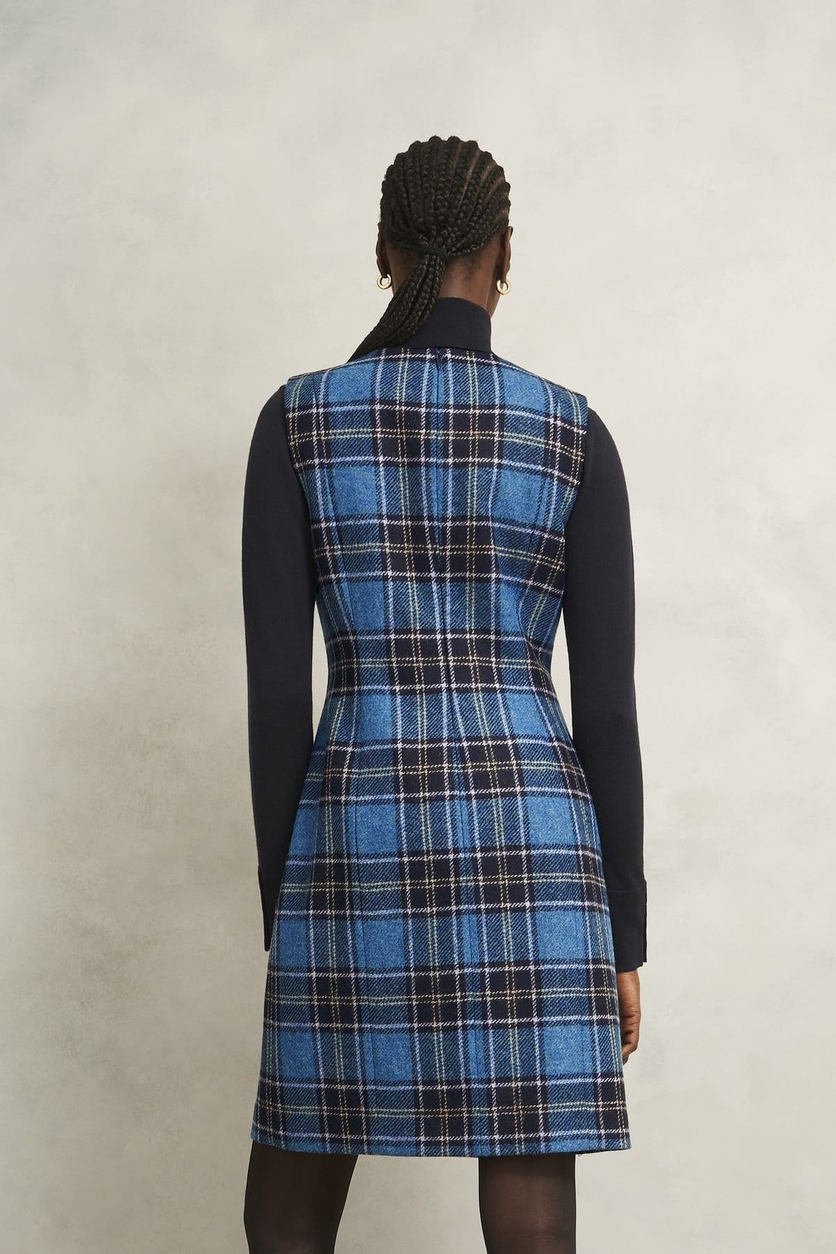 Hobbs London Hobbs London Women's Joella Checked Dress in Mid Blue - 4