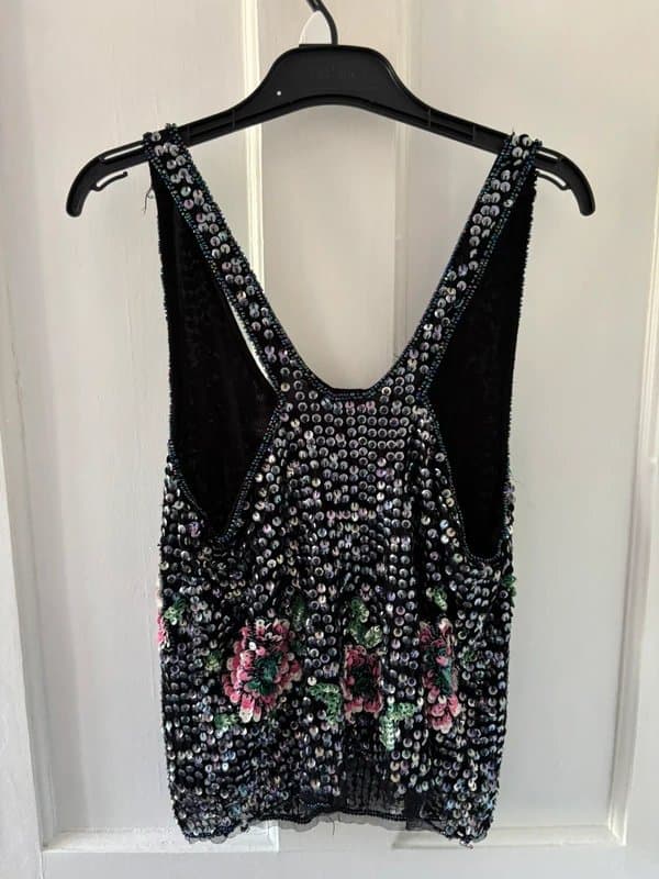 Topshop Vintage old Label embellish sequin cami top