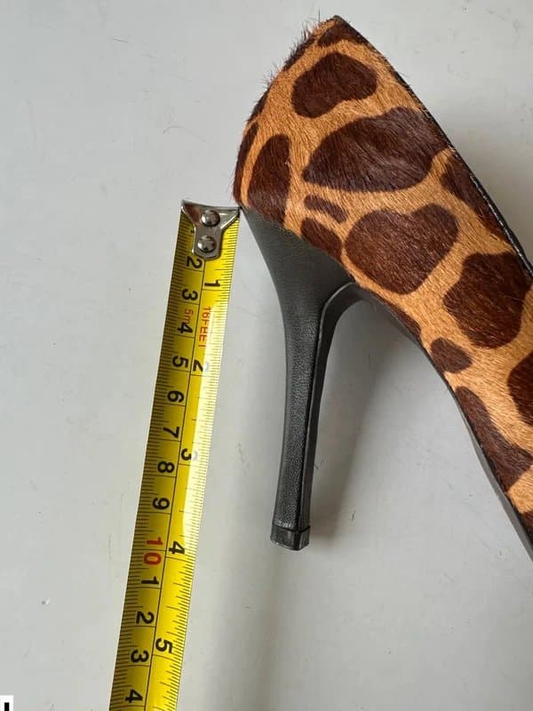ALDO Aldo heels 4 37 new real leather stiletto pointed toe brown mustard leopard giraffe print