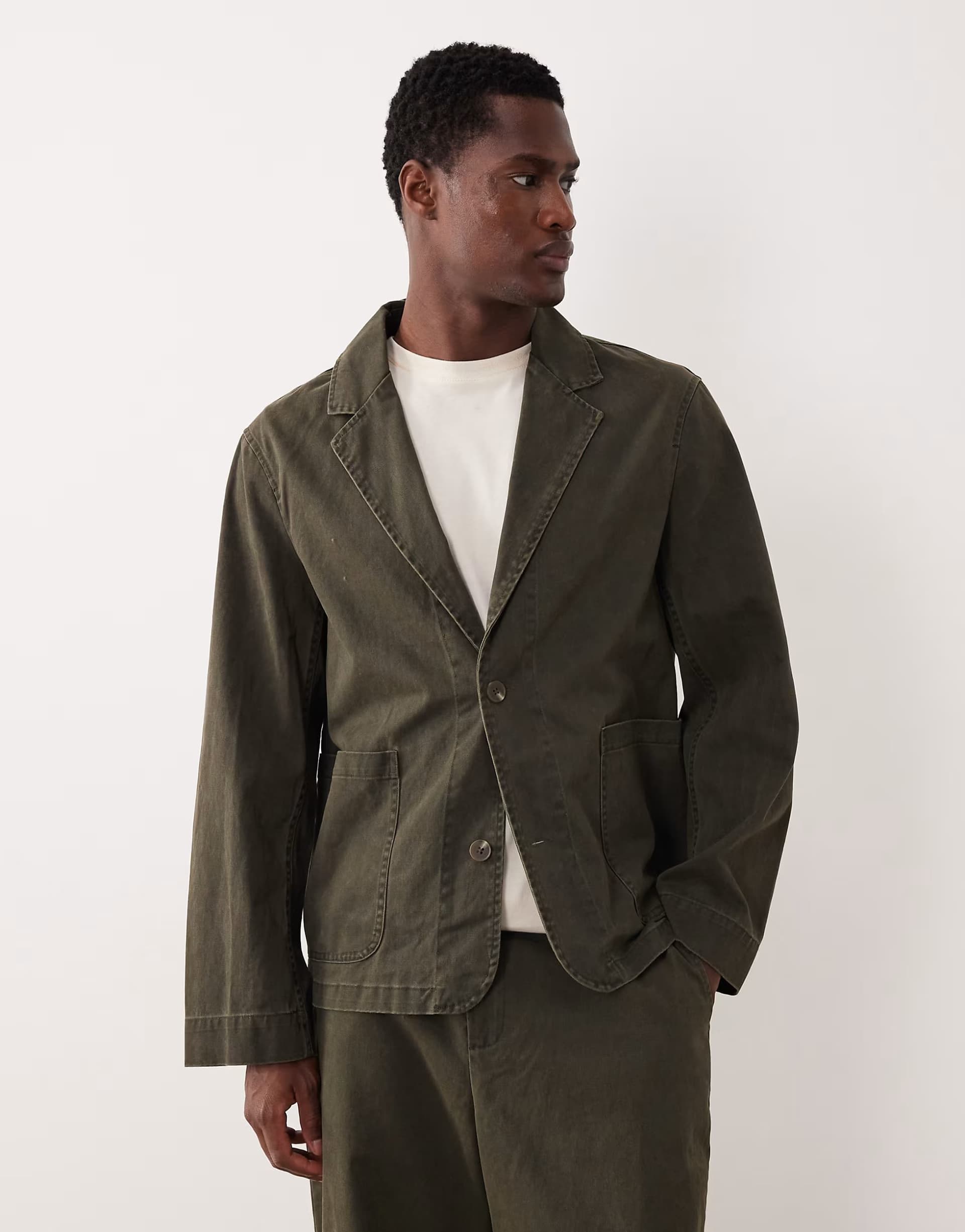 ASOS ASOS Slouchy Suit Jacket in Washed Dark Green