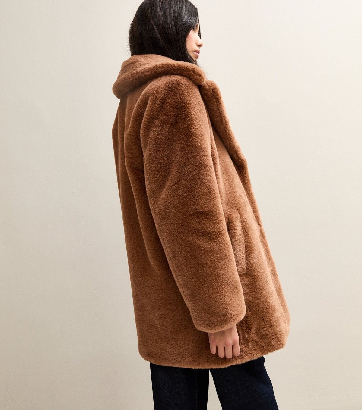 New Look Women's Tan Faux Fur Midi Coat New Look - 4