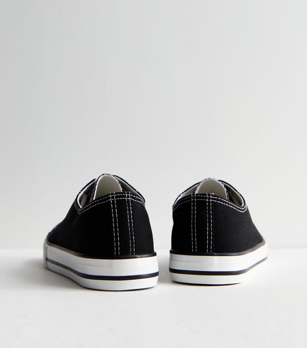 New Look Women's Wide Fit Black Canvas Lace Up Trainers New Look - 4