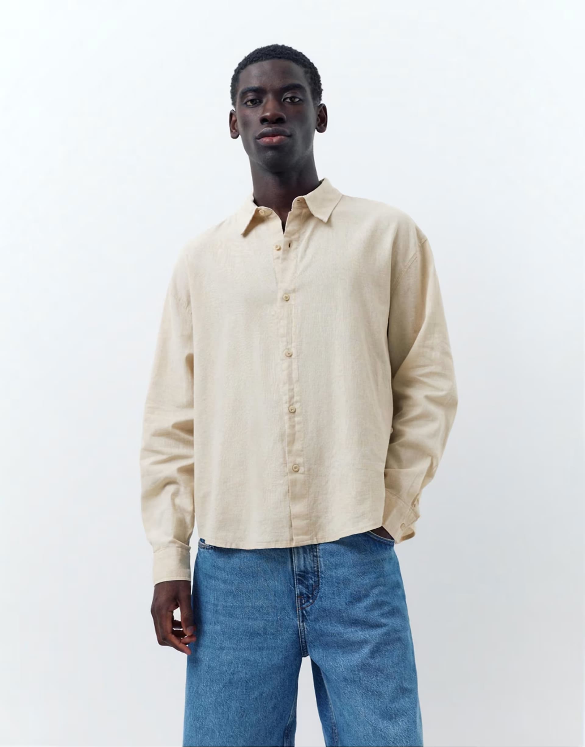 ASOS Pull&Bear Linen blend shirt in beige