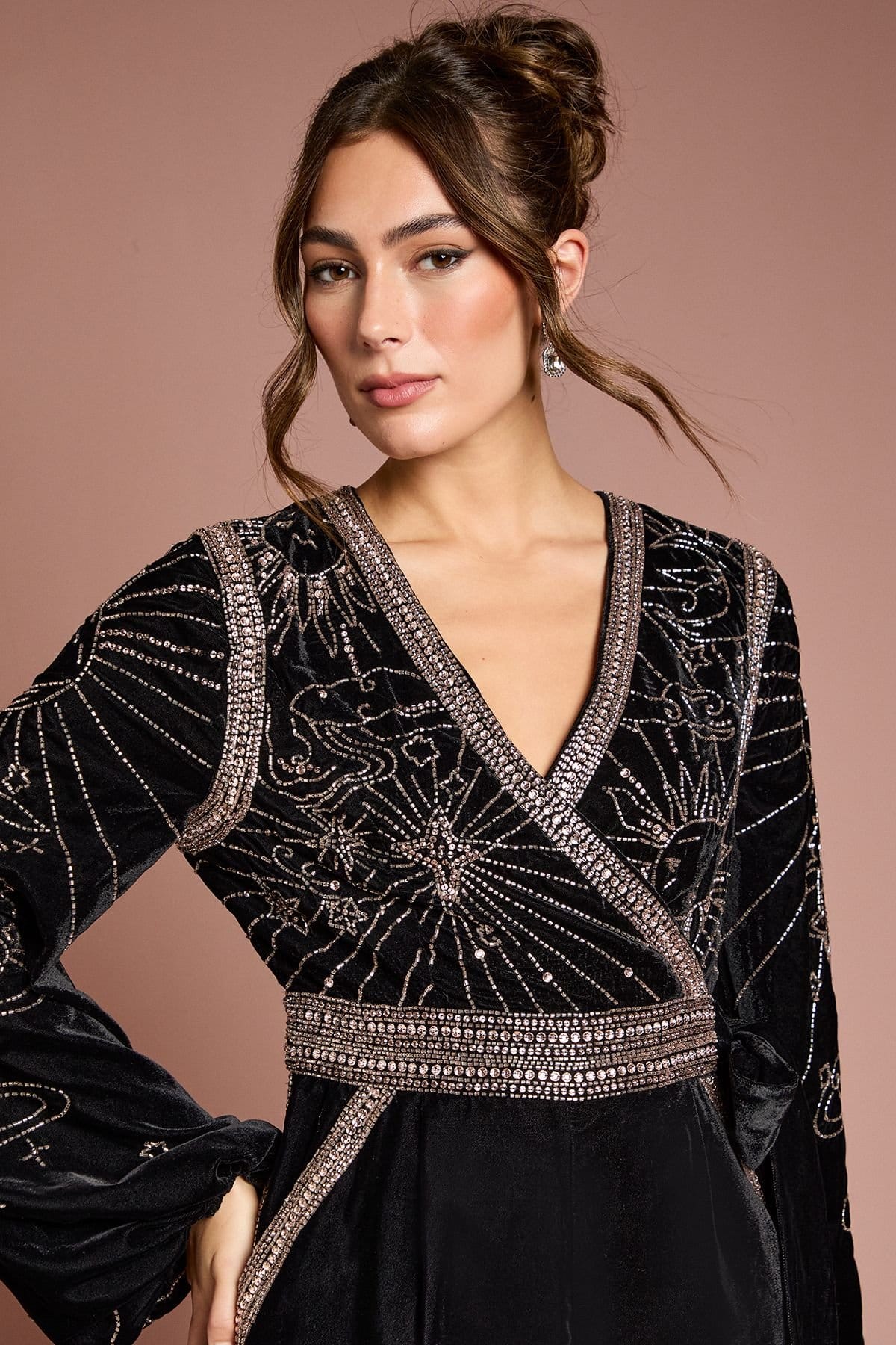 Coast Coast Women's Wrap Top Celestial Velvet Jumpsuit in Black - 4