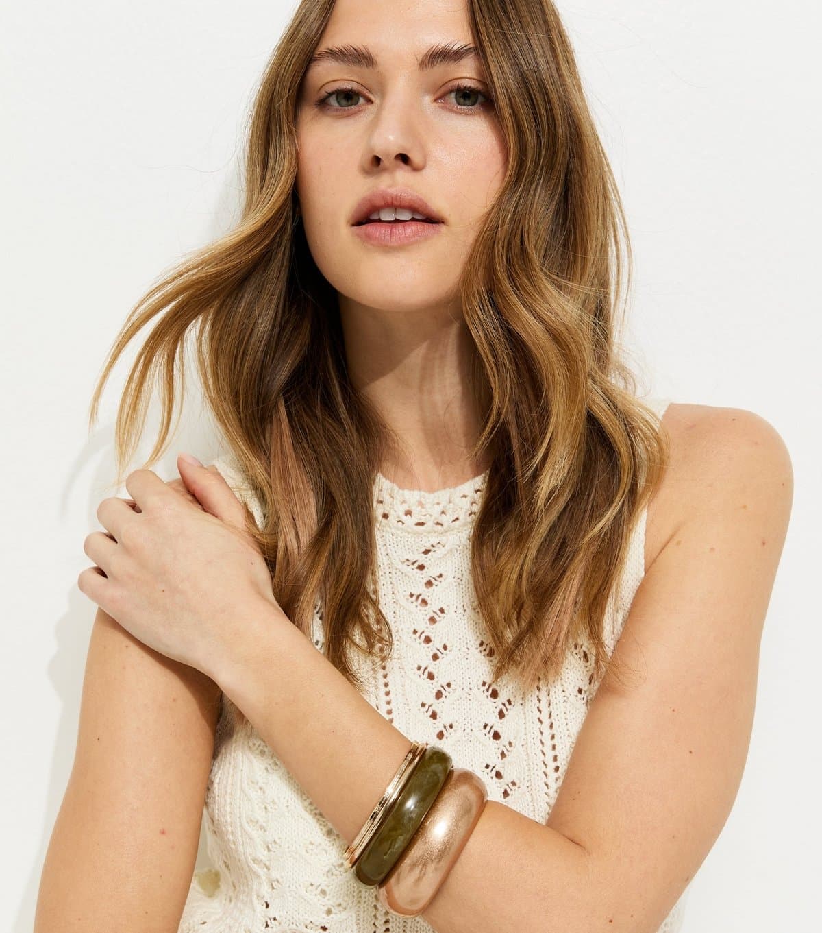 New Look New Look Green Resin and Gold Tone Bangles Pack of 4