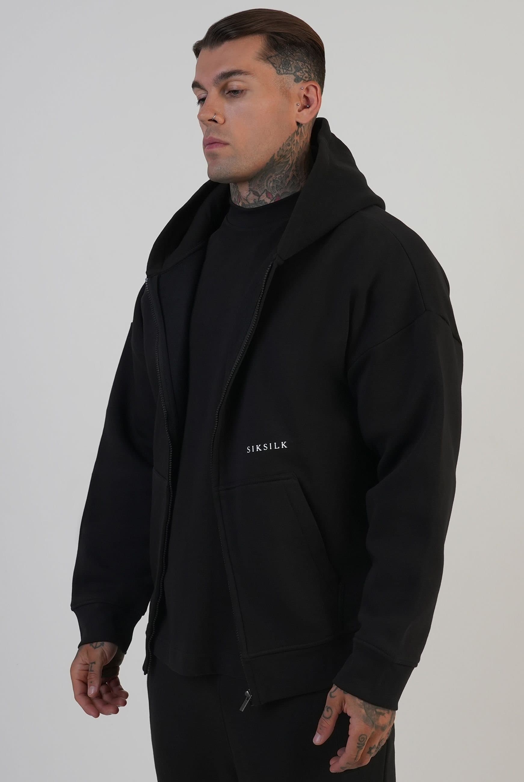 SikSilk SikSilk Men's Graphic Full Zip Hoodie in Black