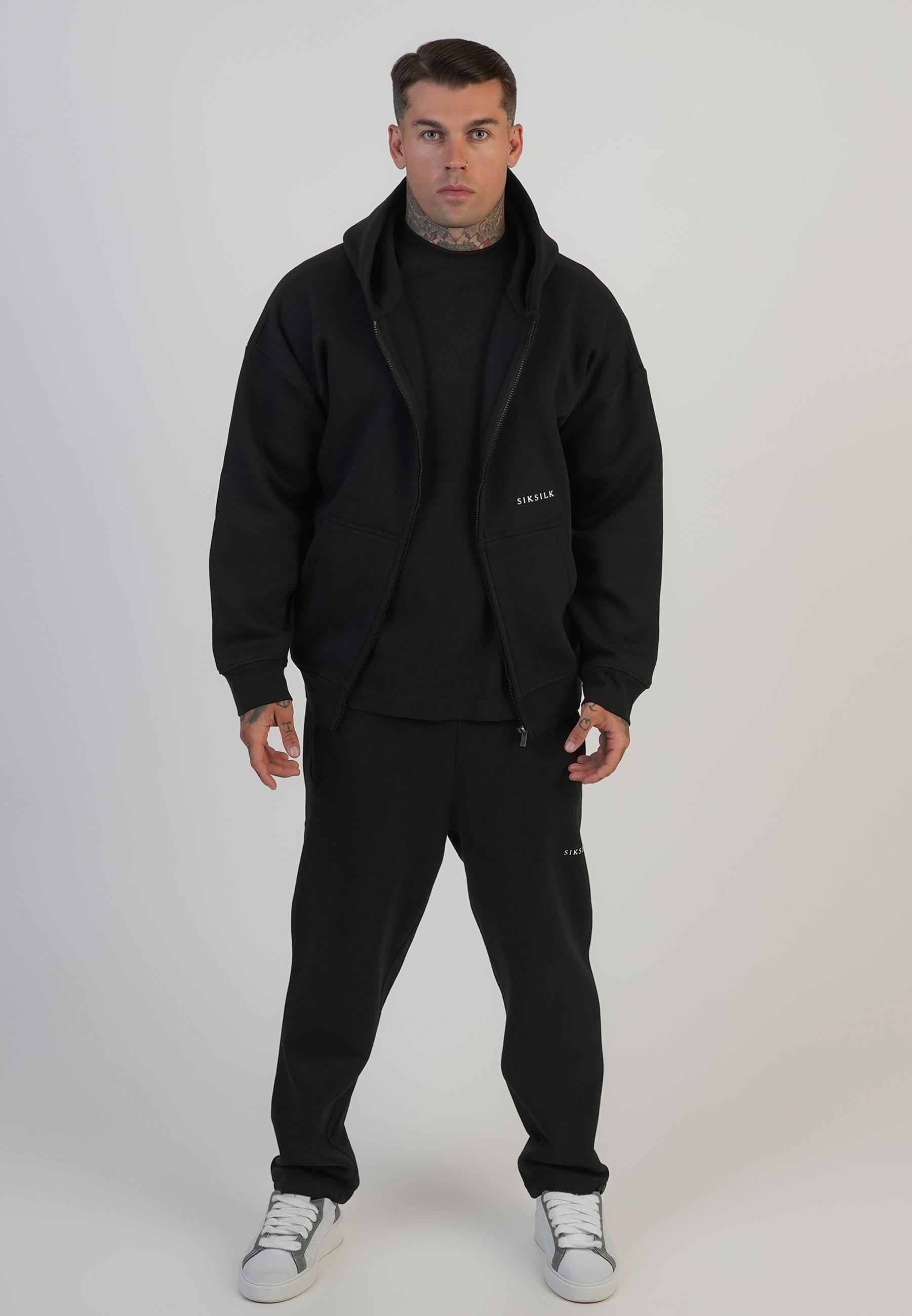 SikSilk SikSilk Men's Graphic Full Zip Hoodie in Black - 4