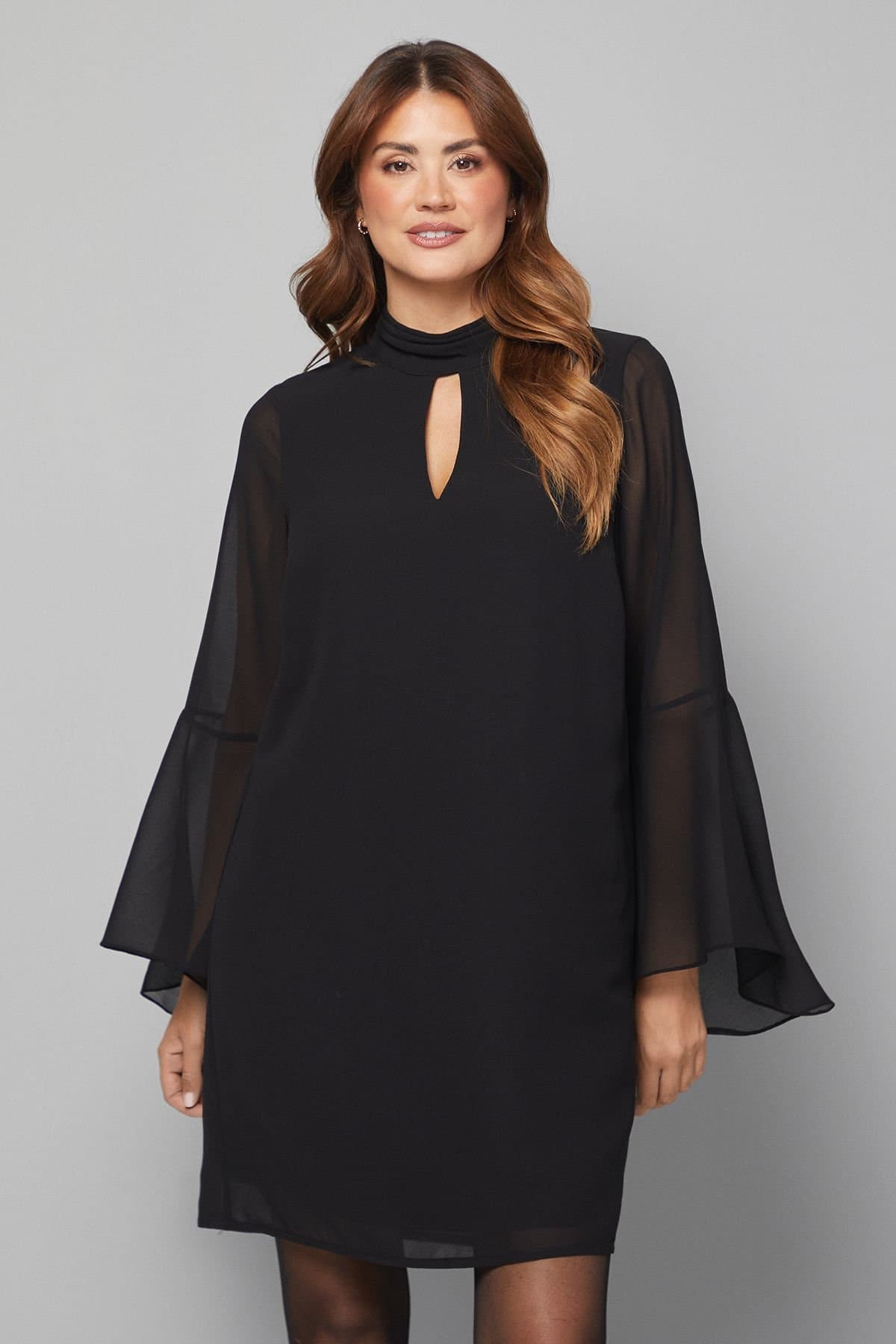 Wallis Wallis Women's Chiffon Neck Shift Dress in Black