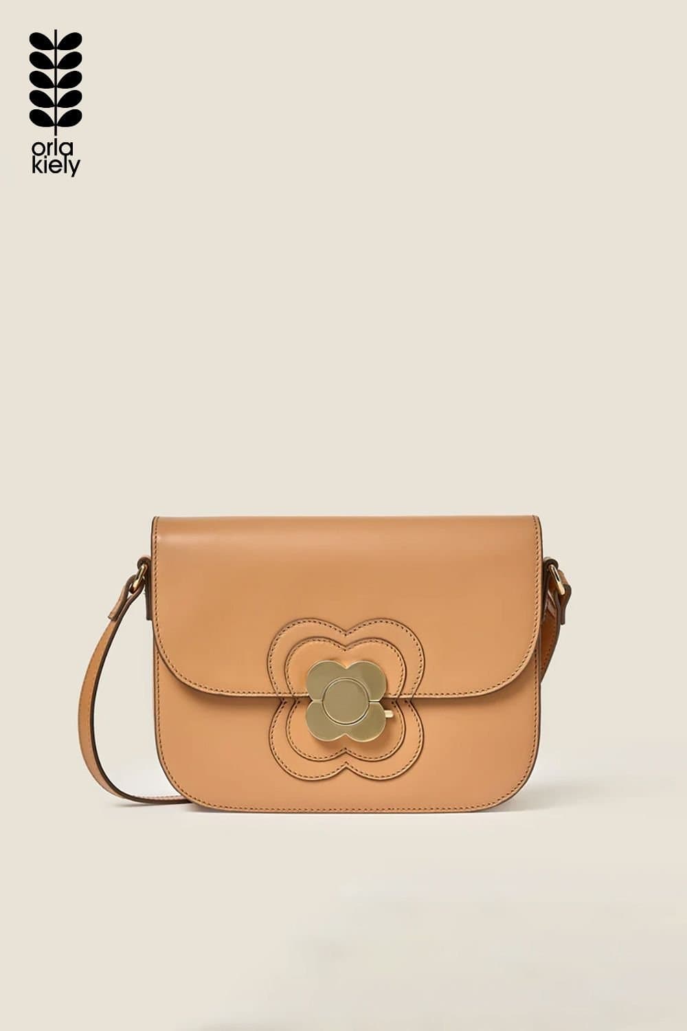 Orla Kiely Orla Kiely Women's Eclipse Leather Crossbody Bag - Light Tan