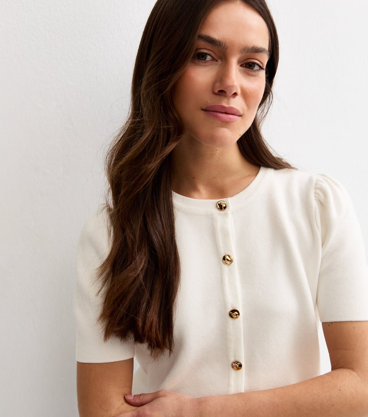 New Look Women's Petite Cream Lightweight Knit Short Sleeve Cardigan New Look