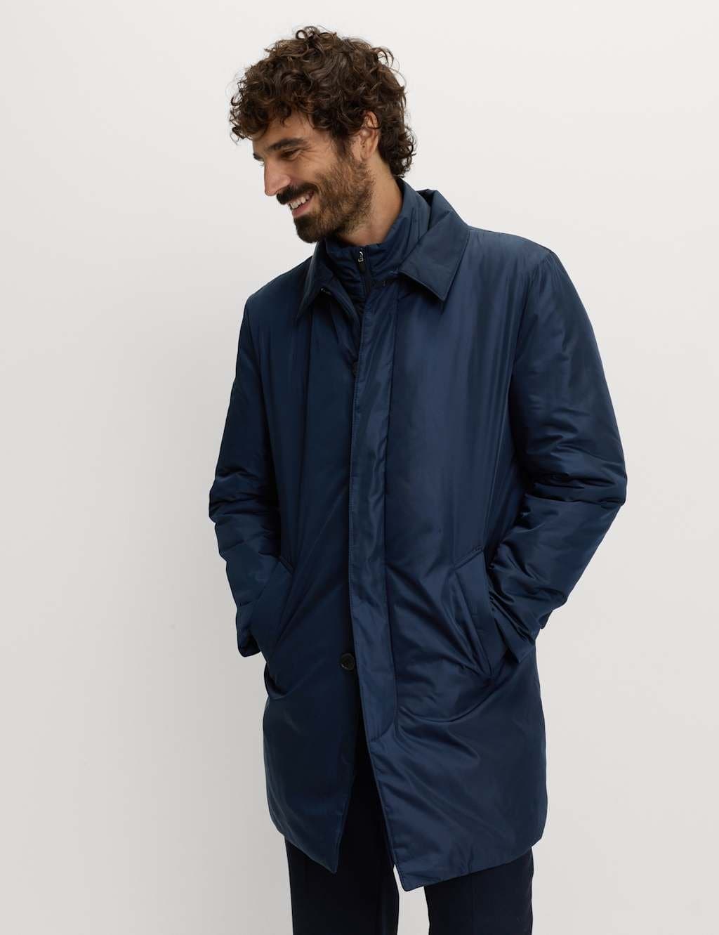Marks & Spencer M&S Shirt Collar Mac with Removable Bib Navy