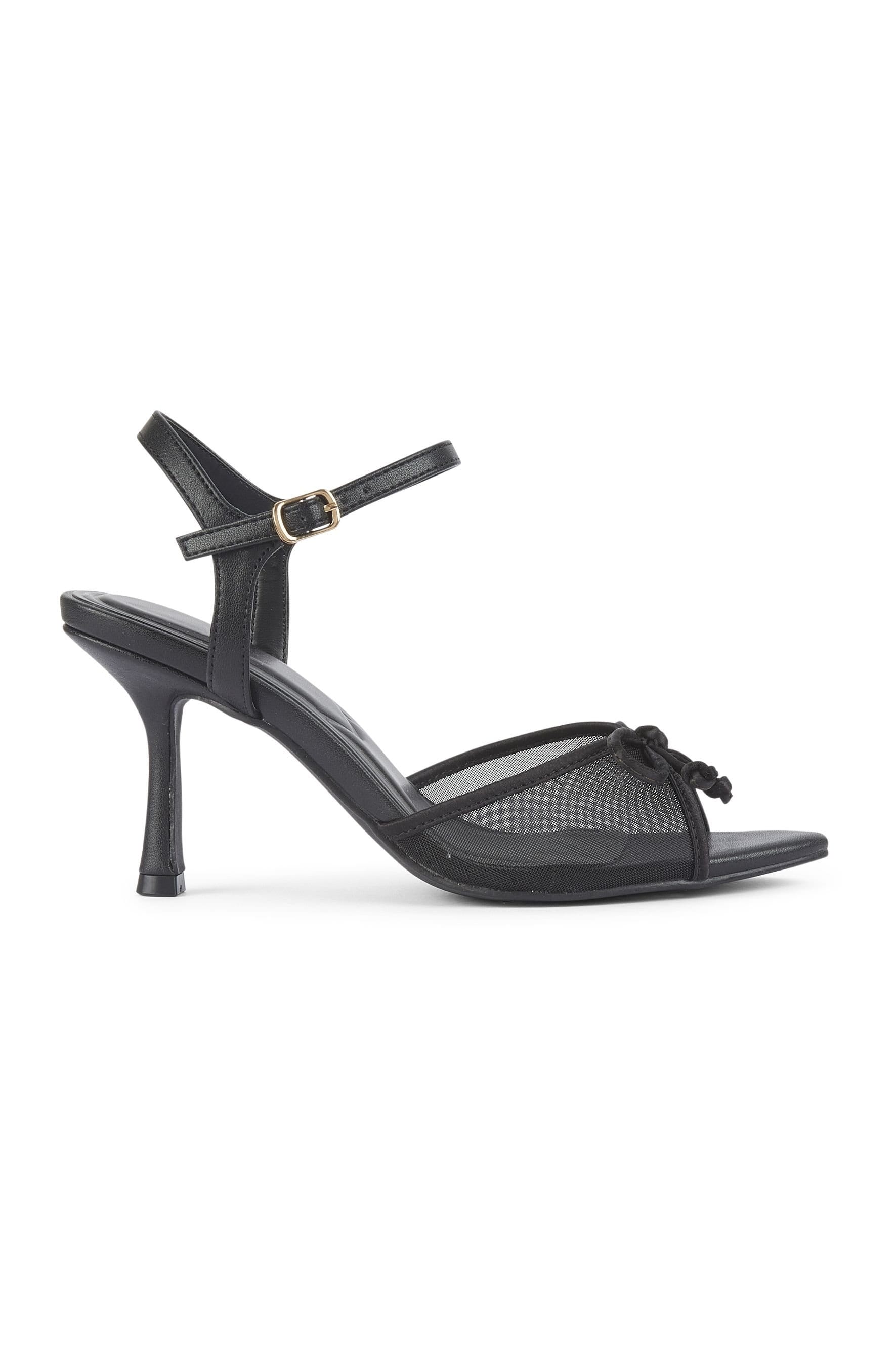 Truffle Collection Truffle Collection Women's Heeled Sandals Buckle Mesh Stiletto Open Toe Summer Shoes in Black - 4