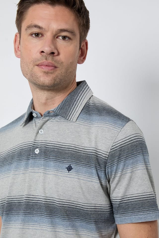 Maine Maine Men's Blue Variegated Stripe Polo Shirt - 2