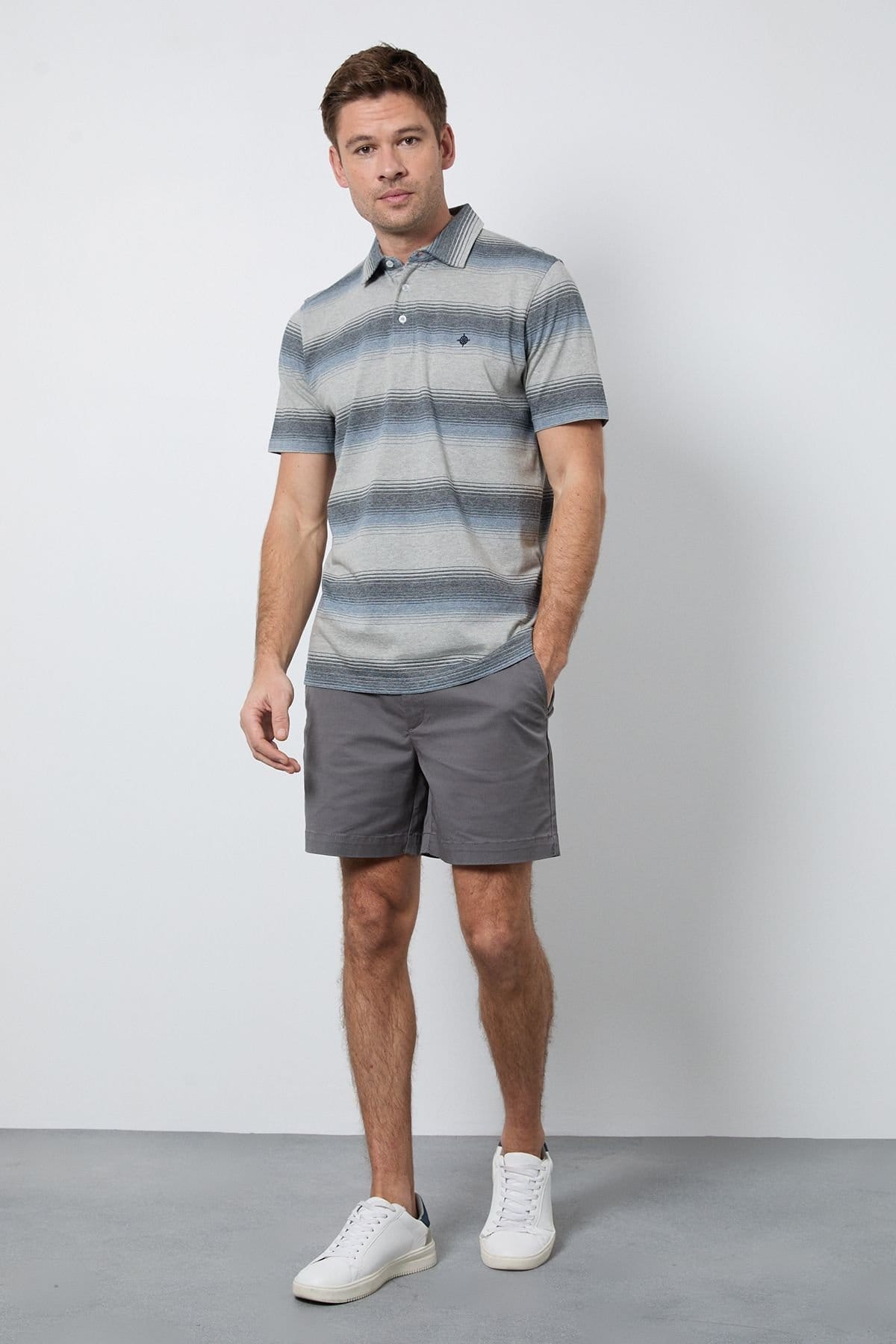 Maine Maine Men's Blue Variegated Stripe Polo Shirt - 4