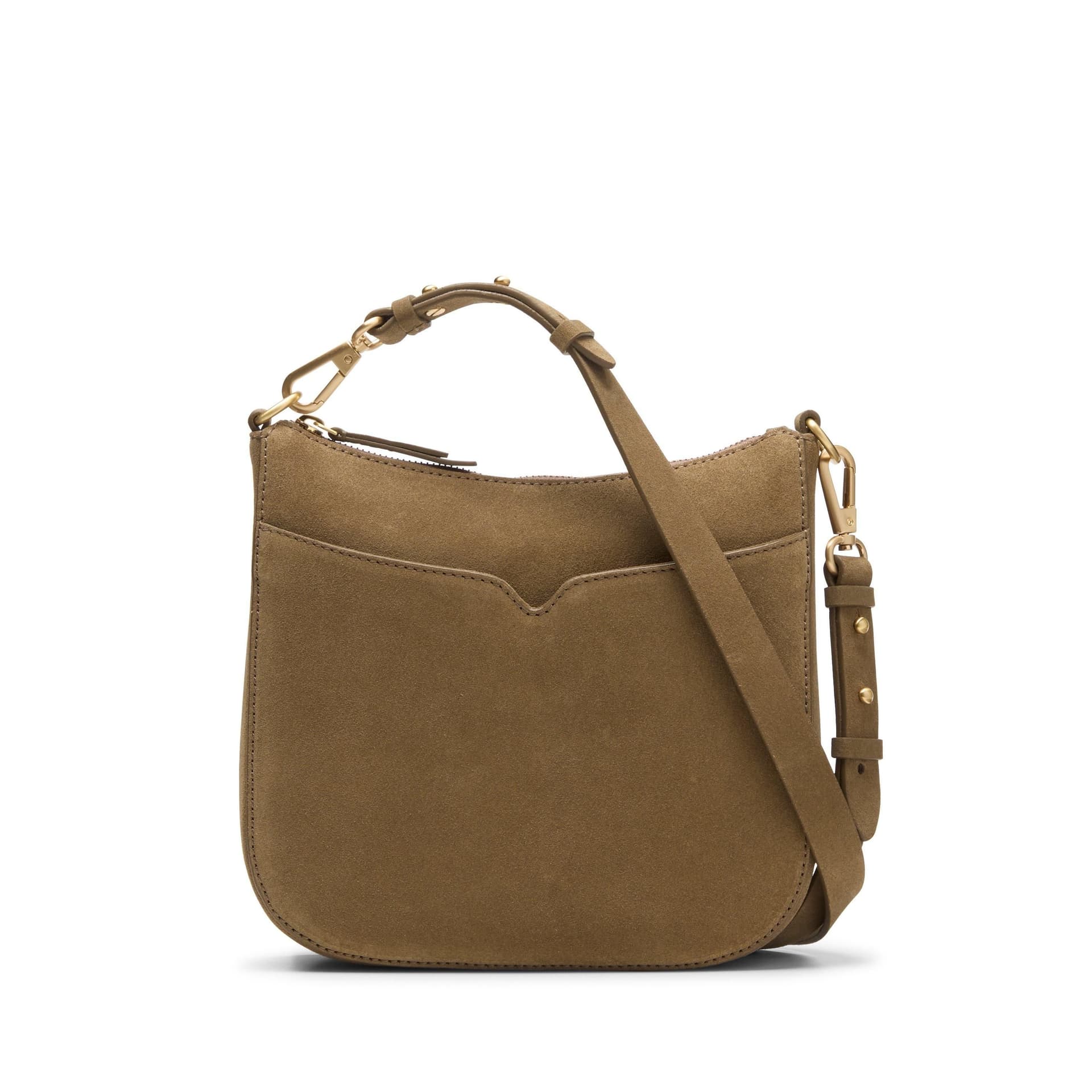 Clarks Clarks Women's Topsham Willow Dark Sand Suede Shoulder Bag, Cross Body Bag in Beige